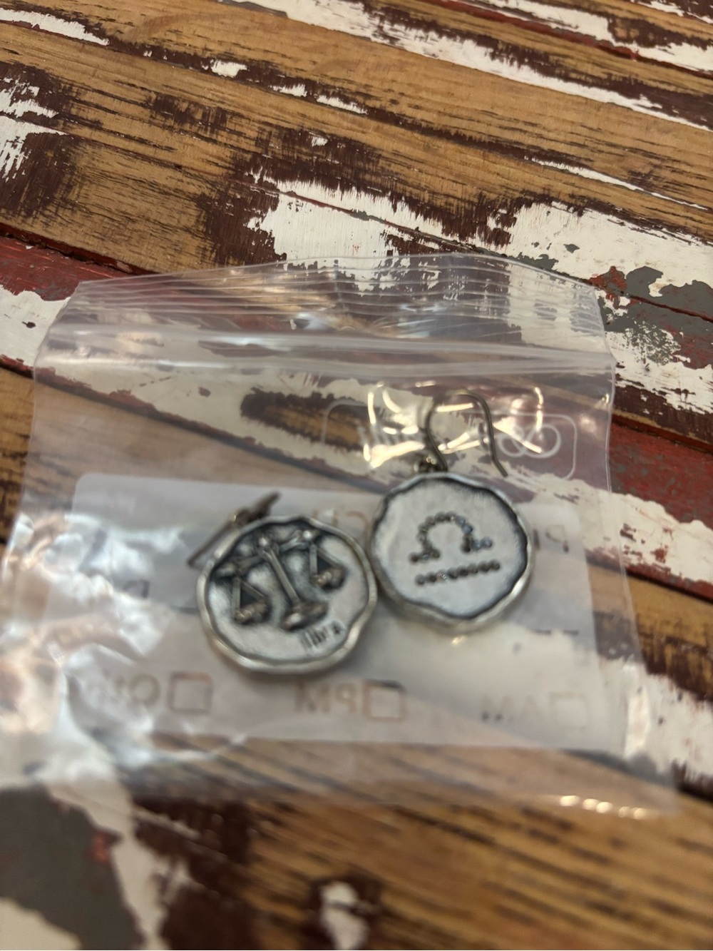 Silver Zodiac Libra Earrings - Sterling Tone Men’s Accessory